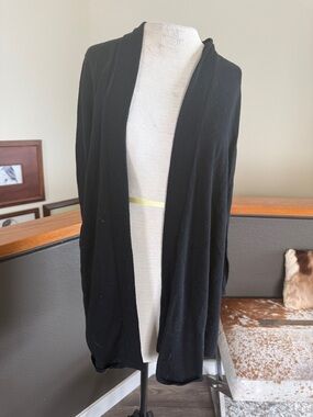 J Jill Black Open-Front Women’s Sweater Cardigan wool blend size small